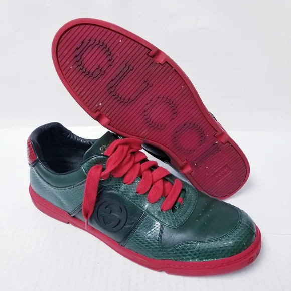 Gucci Men's Green and Red Sneakers